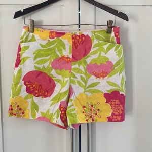 Lilly Pulitzer High Waist Cotton Jacquard Floral Print Shorts Size 4